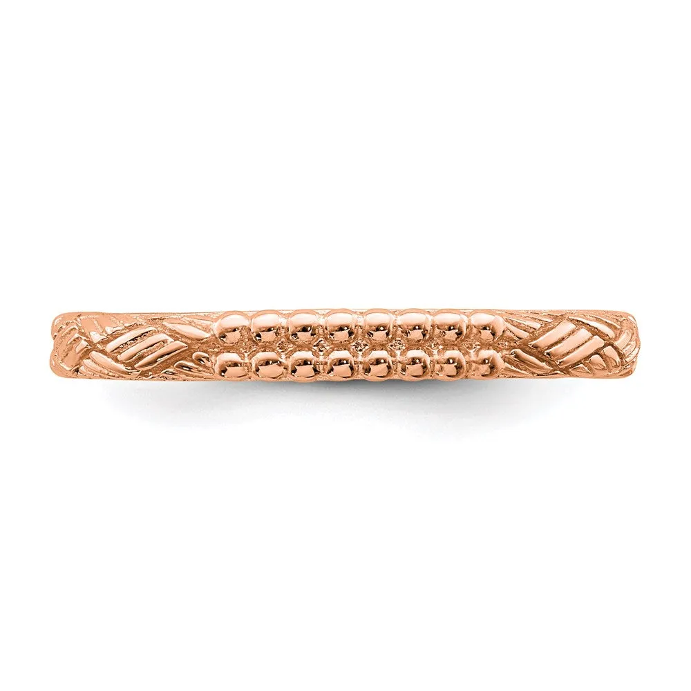 Stackable Expressions Jewelry Sterling Silver Stackable Expressions Rose Gold-plated Patterned Ring | QSK1563