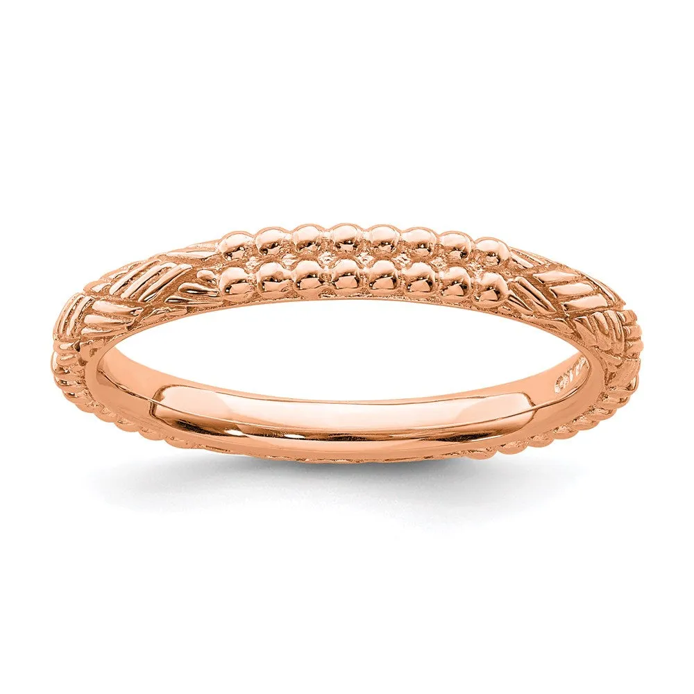 Stackable Expressions Jewelry Sterling Silver Stackable Expressions Rose Gold-plated Patterned Ring | QSK1563