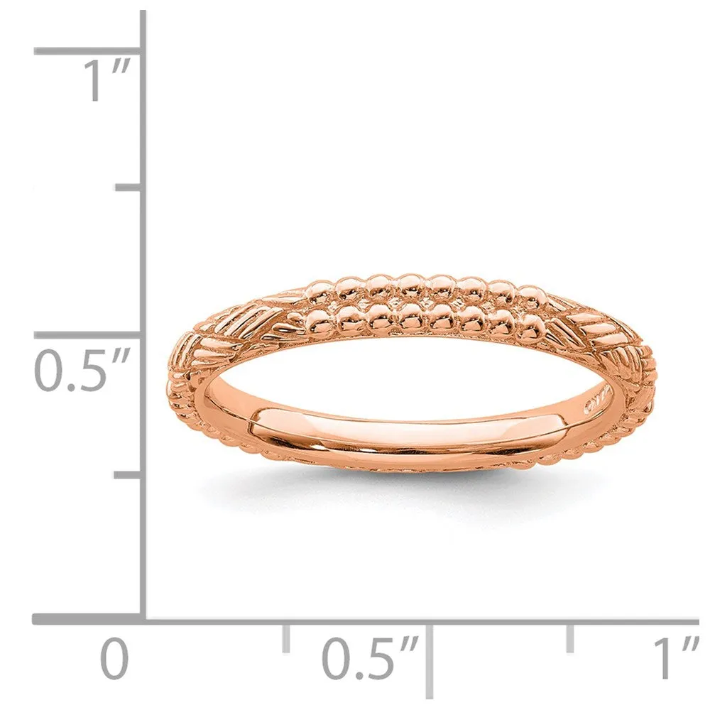 Stackable Expressions Jewelry Sterling Silver Stackable Expressions Rose Gold-plated Patterned Ring | QSK1563