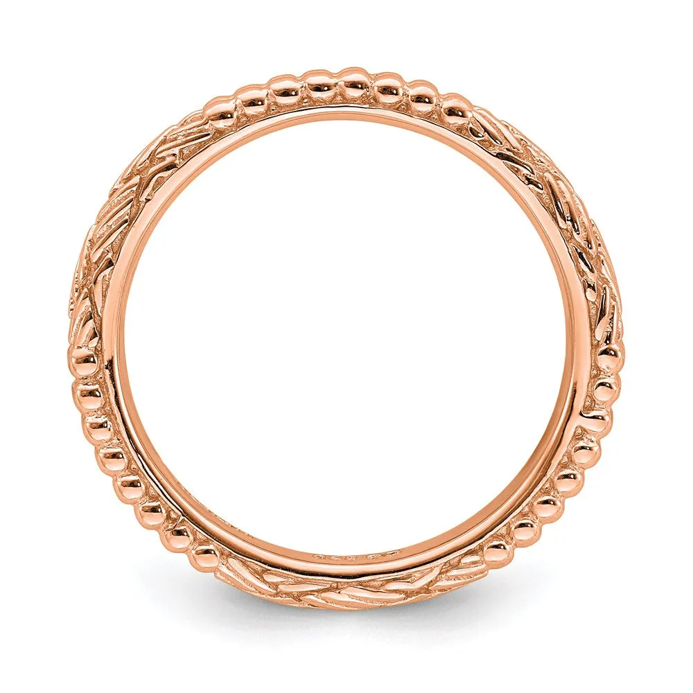 Stackable Expressions Jewelry Sterling Silver Stackable Expressions Rose Gold-plated Patterned Ring | QSK1563