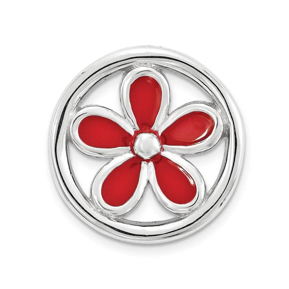 Stackable Expressions Jewelry Sterling Silver Stackable Expressions Sm Red Enameled Flower Chain Slide