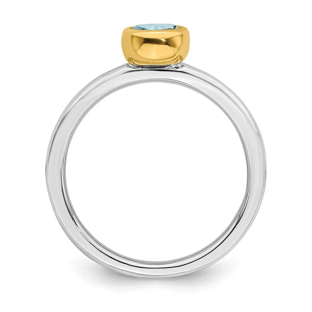 Stackable Expressions Jewelry Sterling Silver Stackable Expressions w/Gold-plate Aquamarine Ring | QSK1877