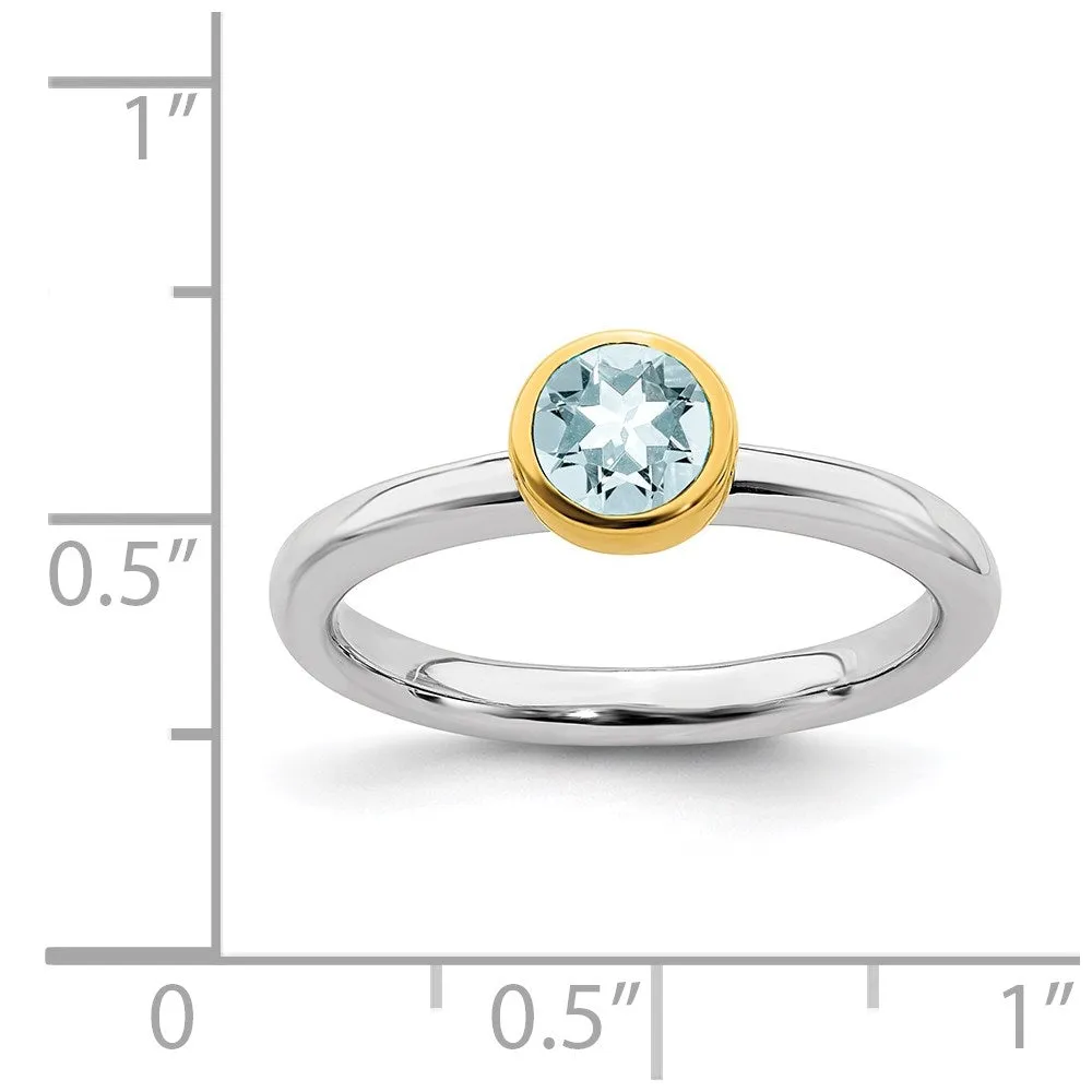 Stackable Expressions Jewelry Sterling Silver Stackable Expressions w/Gold-plate Aquamarine Ring | QSK1877