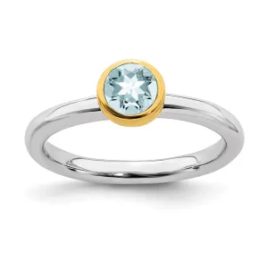 Stackable Expressions Jewelry Sterling Silver Stackable Expressions w/Gold-plate Aquamarine Ring | QSK1877