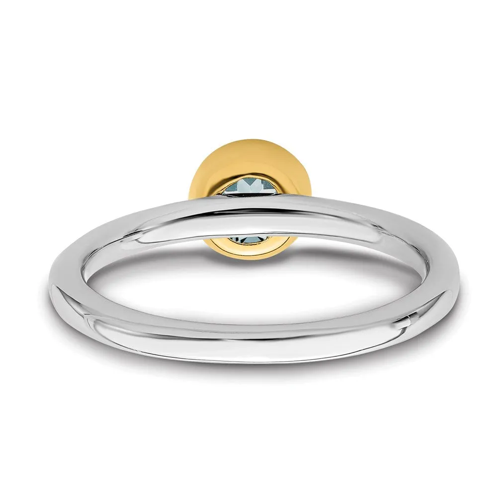 Stackable Expressions Jewelry Sterling Silver Stackable Expressions w/Gold-plate Aquamarine Ring | QSK1877