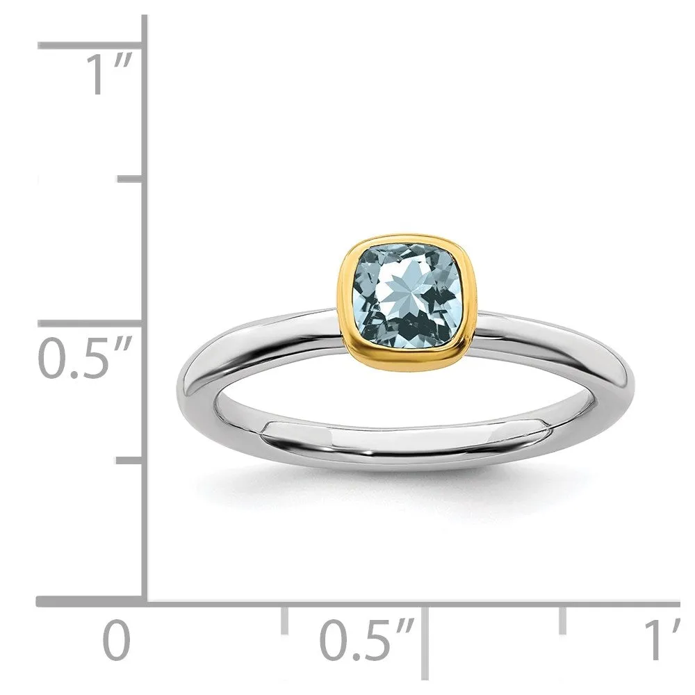 Stackable Expressions Jewelry Sterling Silver Stackable Expressions w/Gold-plate Aquamarine Ring | QSK1889