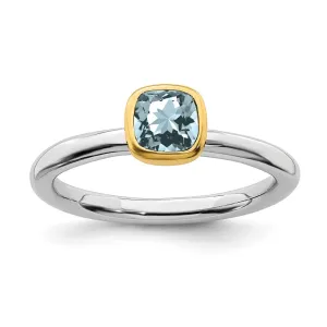 Stackable Expressions Jewelry Sterling Silver Stackable Expressions w/Gold-plate Aquamarine Ring | QSK1889