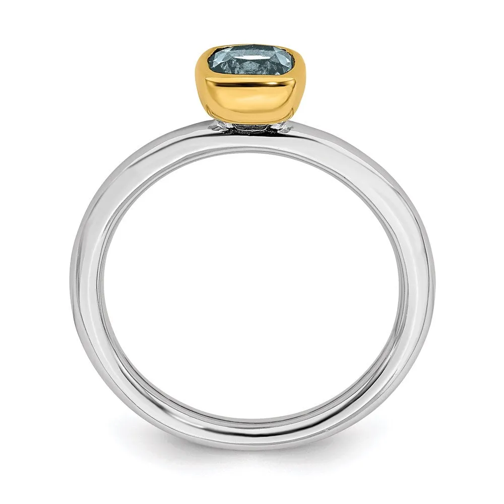 Stackable Expressions Jewelry Sterling Silver Stackable Expressions w/Gold-plate Aquamarine Ring | QSK1889