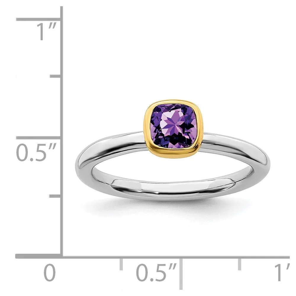 Stackable Expressions Jewelry Sterling Silver Stackable Expressions w/Gold-plated Amethyst Ring | QSK1888