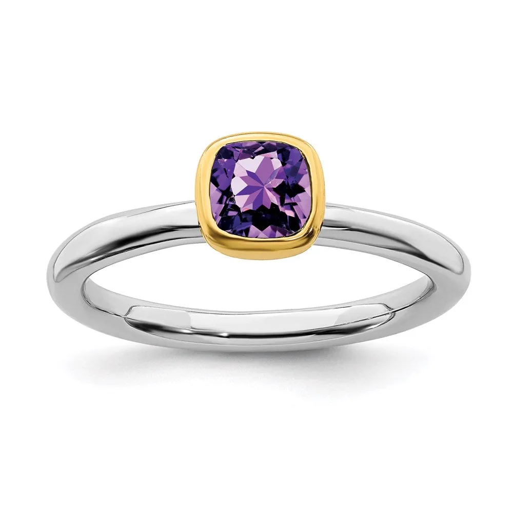 Stackable Expressions Jewelry Sterling Silver Stackable Expressions w/Gold-plated Amethyst Ring | QSK1888