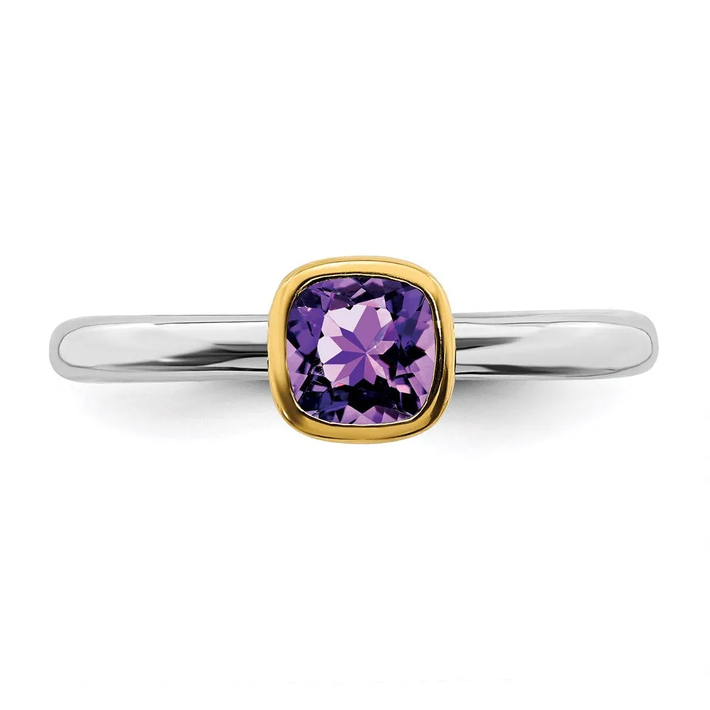Stackable Expressions Jewelry Sterling Silver Stackable Expressions w/Gold-plated Amethyst Ring | QSK1888