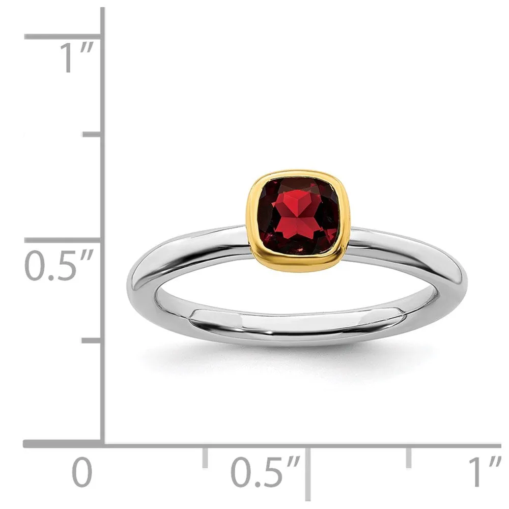 Stackable Expressions Jewelry Sterling Silver Stackable Expressions w/Gold-plated Garnet Ring | QSK1887