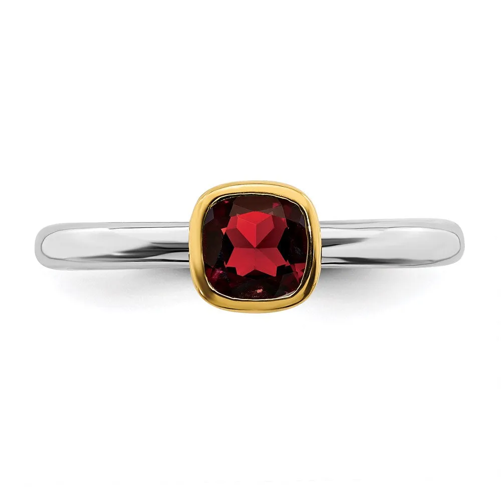 Stackable Expressions Jewelry Sterling Silver Stackable Expressions w/Gold-plated Garnet Ring | QSK1887