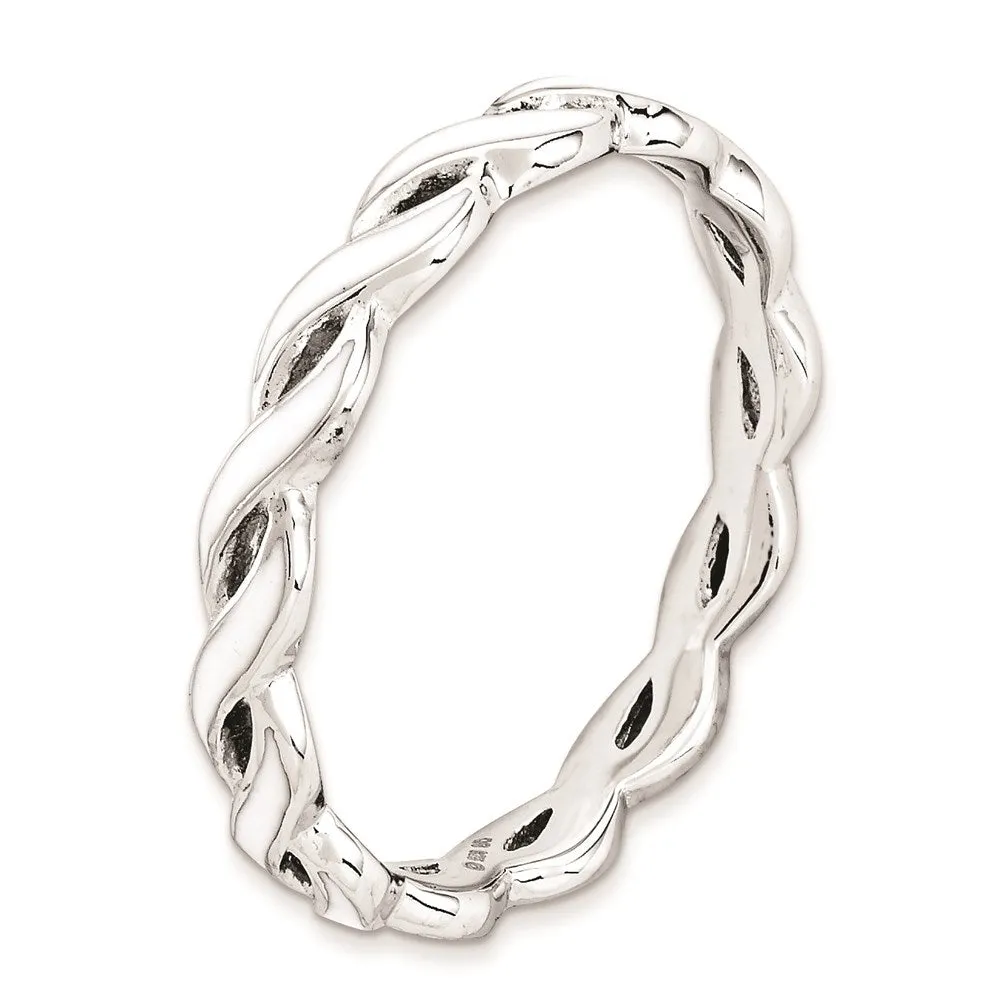 Stackable Expressions Jewelry Sterling Silver Stackable Expressions White Enamel Ring | QSK1515