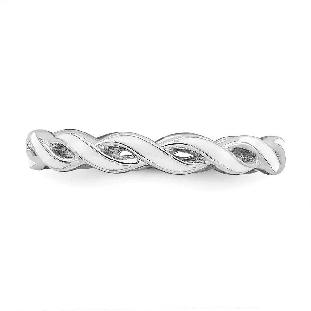 Stackable Expressions Jewelry Sterling Silver Stackable Expressions White Enamel Ring | QSK1515