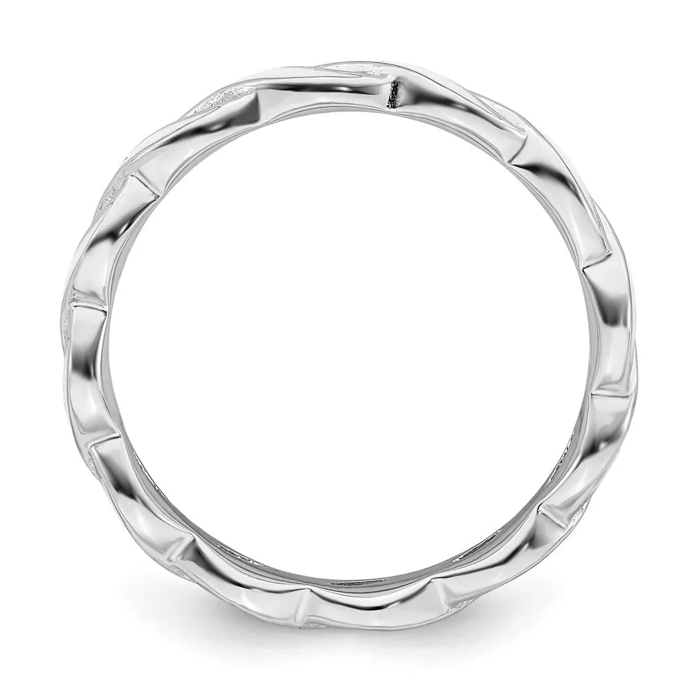Stackable Expressions Jewelry Sterling Silver Stackable Expressions White Enamel Ring | QSK1515