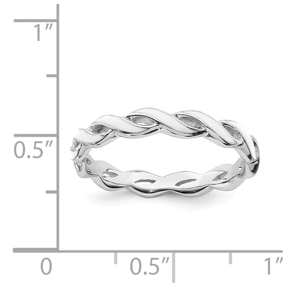 Stackable Expressions Jewelry Sterling Silver Stackable Expressions White Enamel Ring | QSK1515