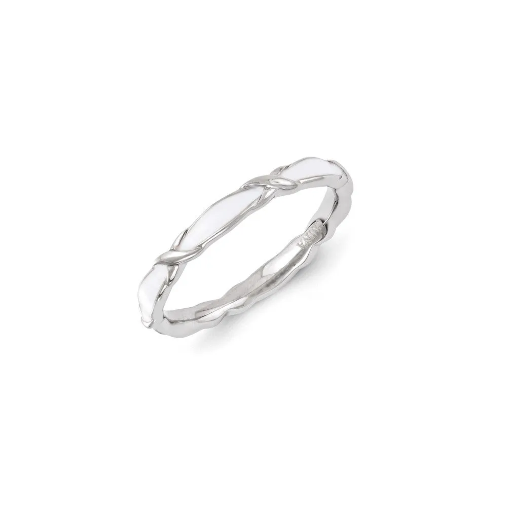Stackable Expressions Jewelry Sterling Silver Stackable Expressions White Enameled Ring | QSK1151