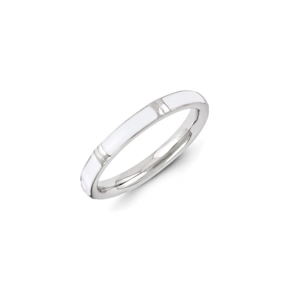 Stackable Expressions Jewelry Sterling Silver Stackable Expressions White Enameled Ring | QSK1362