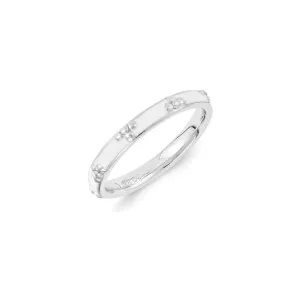 Stackable Expressions Jewelry Sterling Silver Stackable Expressions White Enameled Ring | QSK1422