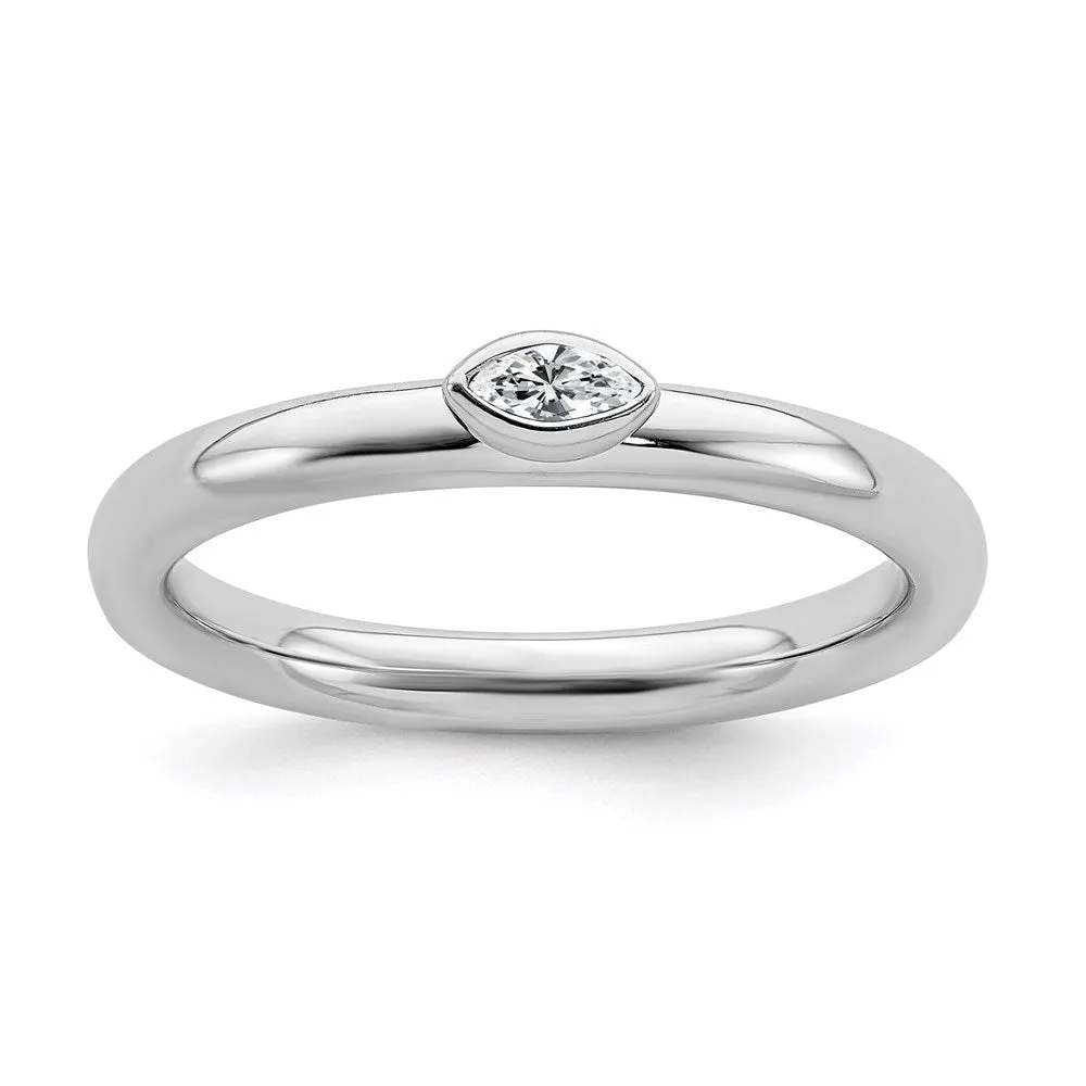 Stackable Expressions Jewelry Sterling Silver Stackable Expressions White Topaz Ring | QSK2127