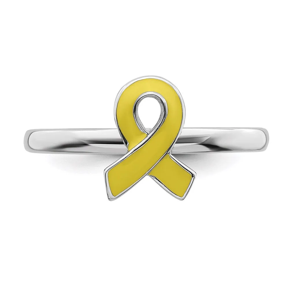 Stackable Expressions Jewelry Sterling Silver Stackable Expressions Yellow Enameled Awareness Ribbon Ring | QSK941