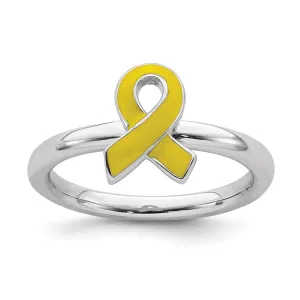 Stackable Expressions Jewelry Sterling Silver Stackable Expressions Yellow Enameled Awareness Ribbon Ring | QSK941