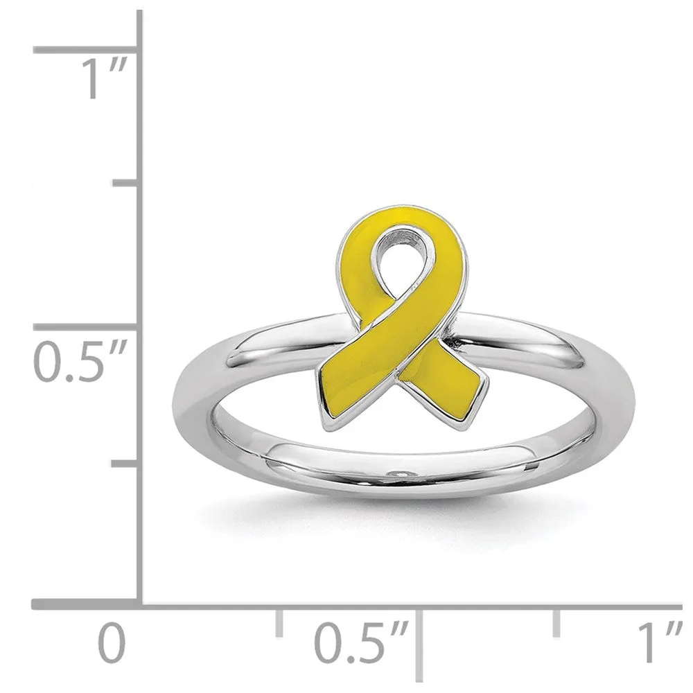 Stackable Expressions Jewelry Sterling Silver Stackable Expressions Yellow Enameled Awareness Ribbon Ring | QSK941