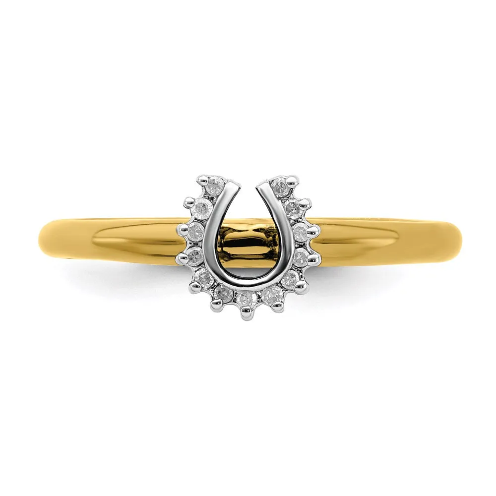 Stackable Expressions Jewelry Sterling Silver Stackable Expressions Yellow-plated Dia. Horseshoe Ring | QSK1979