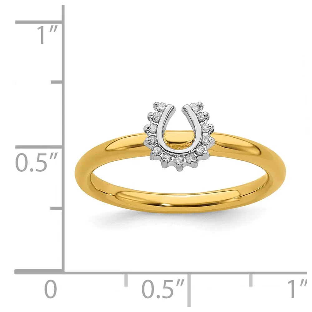 Stackable Expressions Jewelry Sterling Silver Stackable Expressions Yellow-plated Dia. Horseshoe Ring | QSK1979