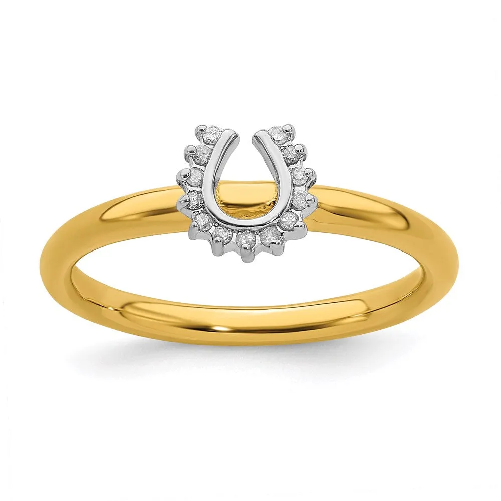 Stackable Expressions Jewelry Sterling Silver Stackable Expressions Yellow-plated Dia. Horseshoe Ring | QSK1979