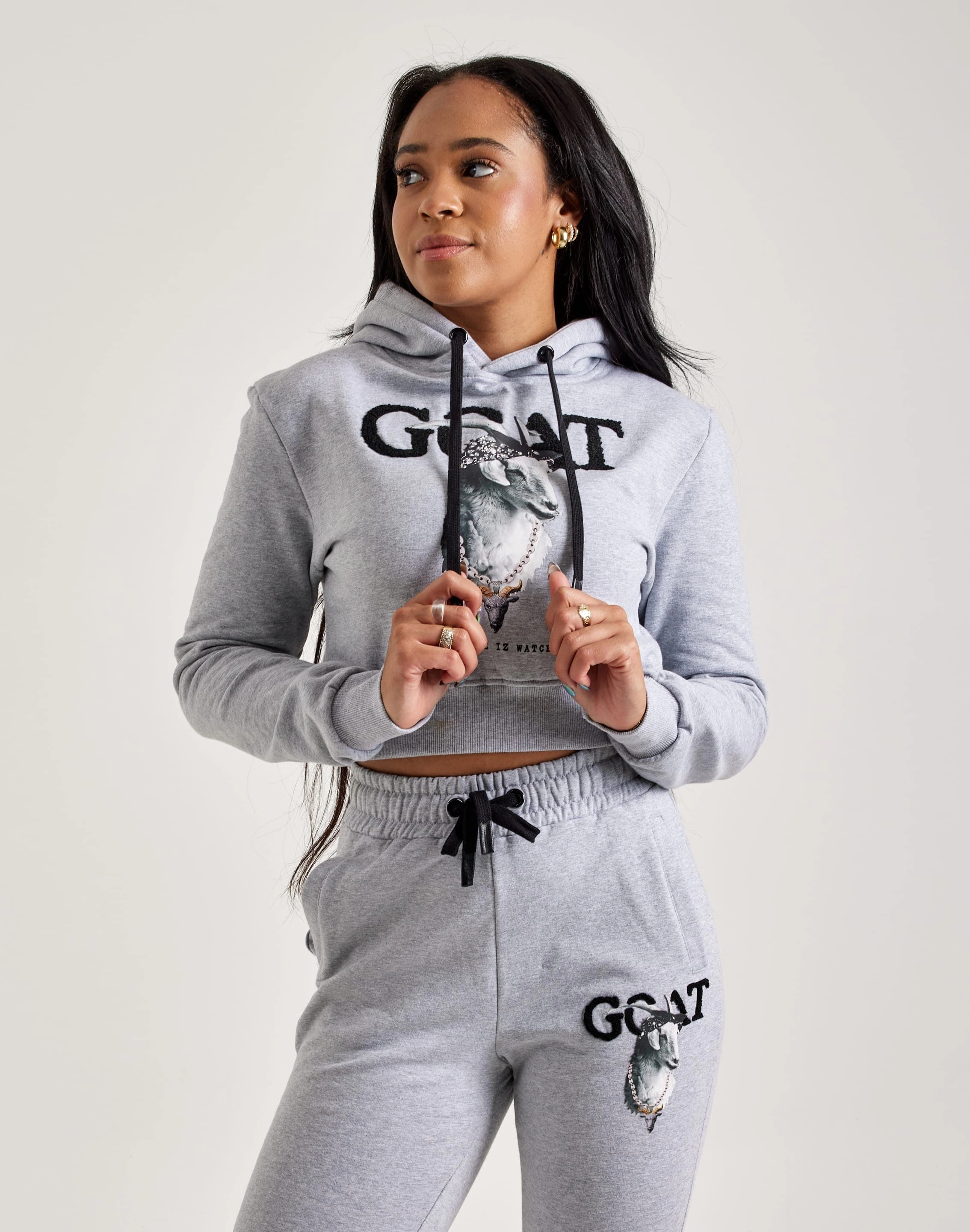 Clothing prices Streetz Iz Watchin Goat Cropped Pullover Hoodie Designer fashion items