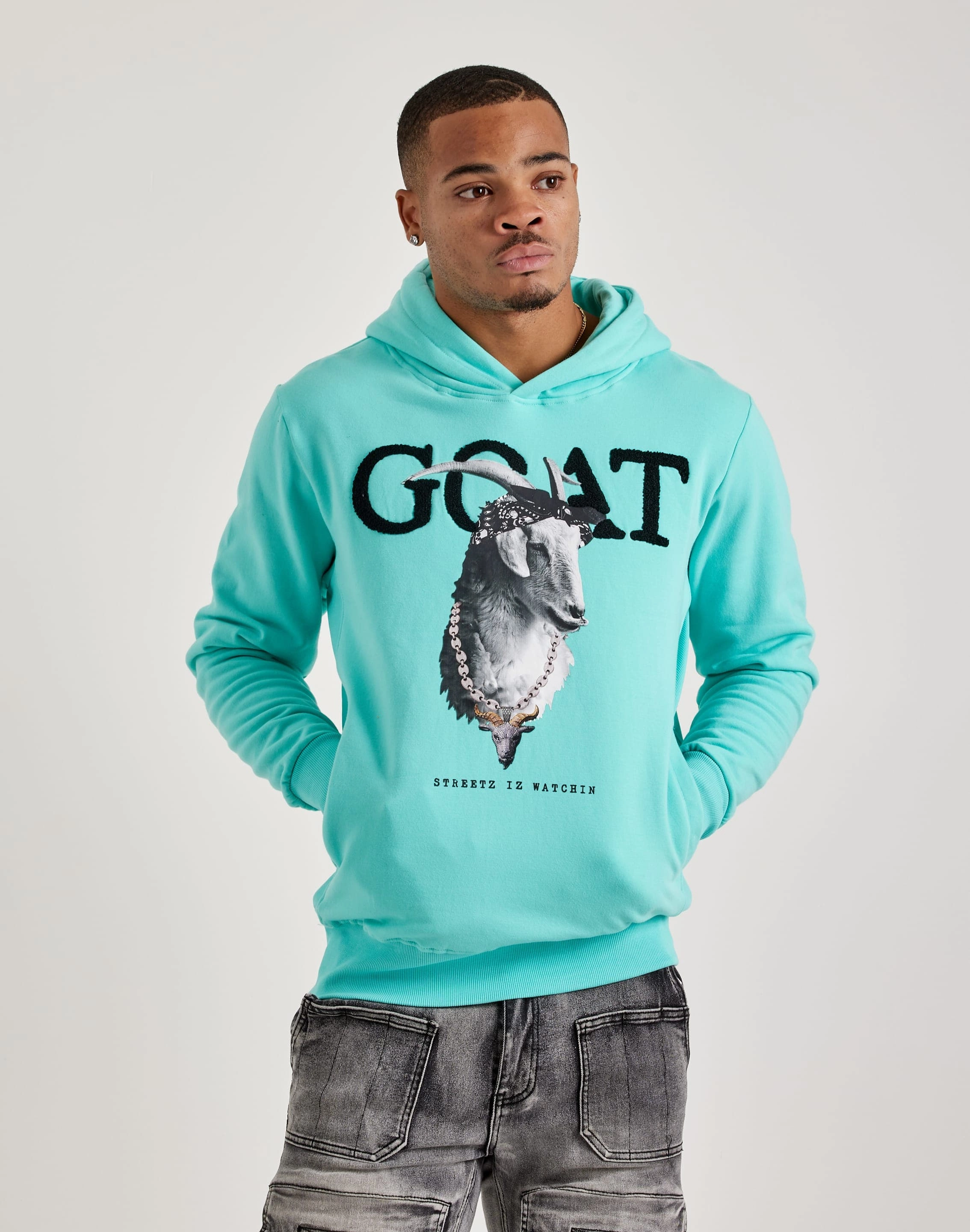 Spandex - incorporated fashion Streetz Iz Watchin Goat Pullover Hoodie Seasonal wear