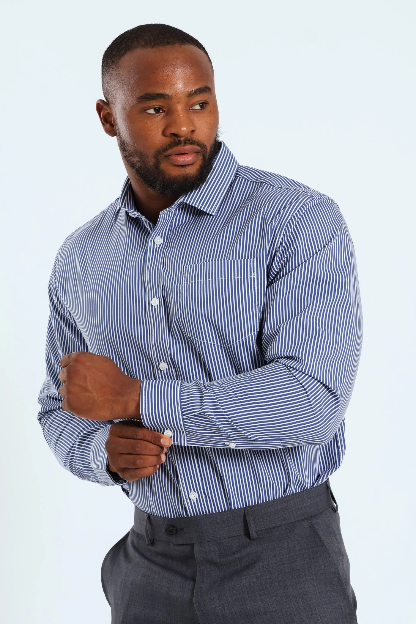 Fashion care (washing, ironing, etc.) Stripe Shirt - White/Blue Comfortable apparel