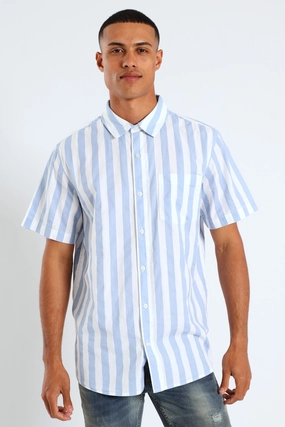 Striped Cotton Shirt - Blue Minimalist fashion Fashion storage (wardrobes, hangers, etc.)