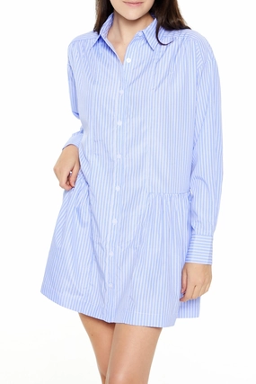 Striped Poplin Shirt Dress - Light Blue Fashion influencers' recommendations Silk - fabric fashion