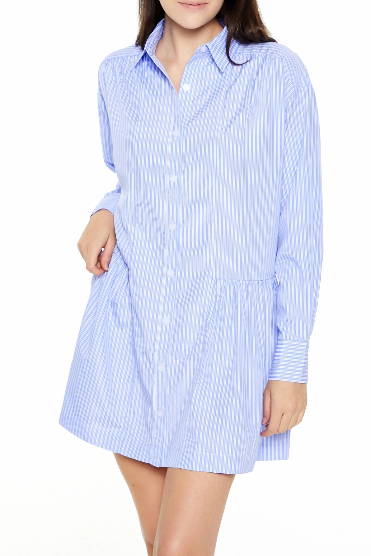 Striped Poplin Shirt Dress - Light Blue Fashion influencers' recommendations Silk - fabric fashion