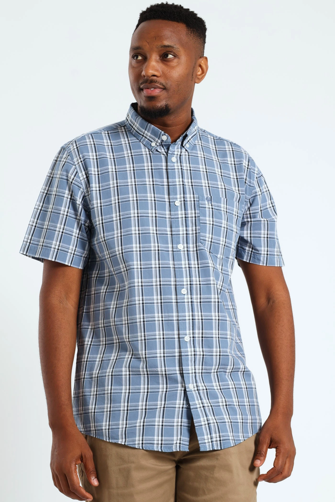 Style statements Button Down Check Shirt - Steel Blue Seasonal wear