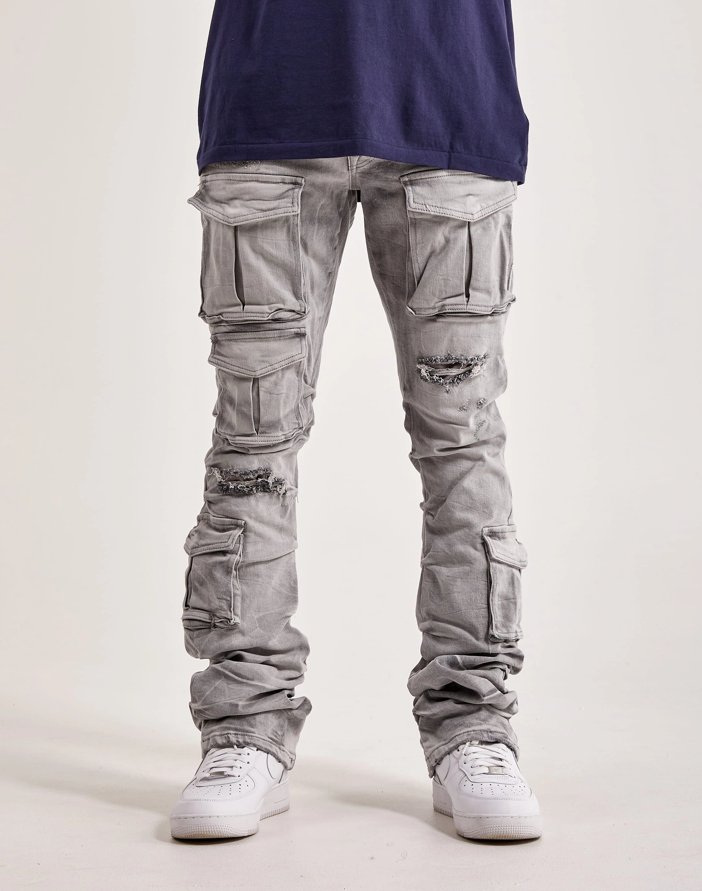 Minimalist fashion Smoke Rise Utility Pocket Stacked Flare Denim Runway fashion