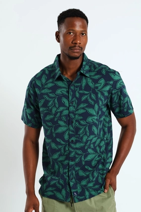 Stylish products Collar Leaf Print Shirt - Olive Stylish products