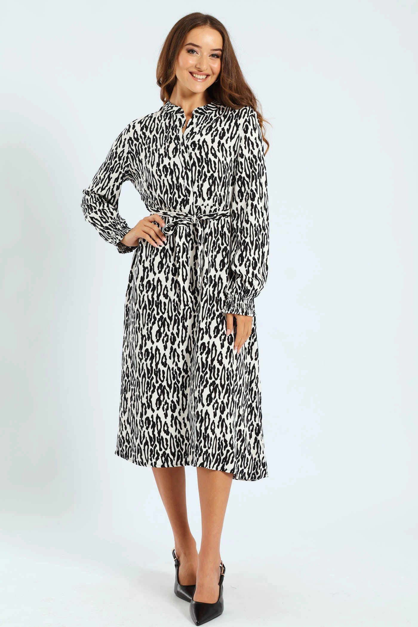 Fashion care (washing, ironing, etc.) Half Placket Shirred Cuff Tiered Maxi Shirt Dress Fashion boutiques