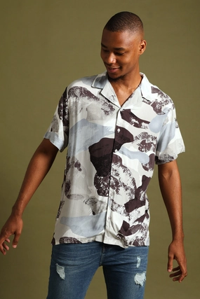 Stylish products Viscose Abstract Print Shirt - Blue Recycled fashion materials