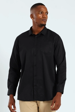 Suede - finished fashion Textured Long Sleeve Shirt - Black Runway fashion