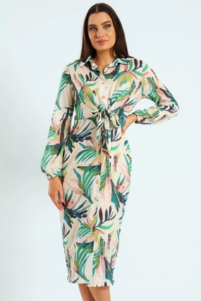 Suede - finished fashion Tie Front Cut & Sew Midaxi Shirt Dress Designer fashion items