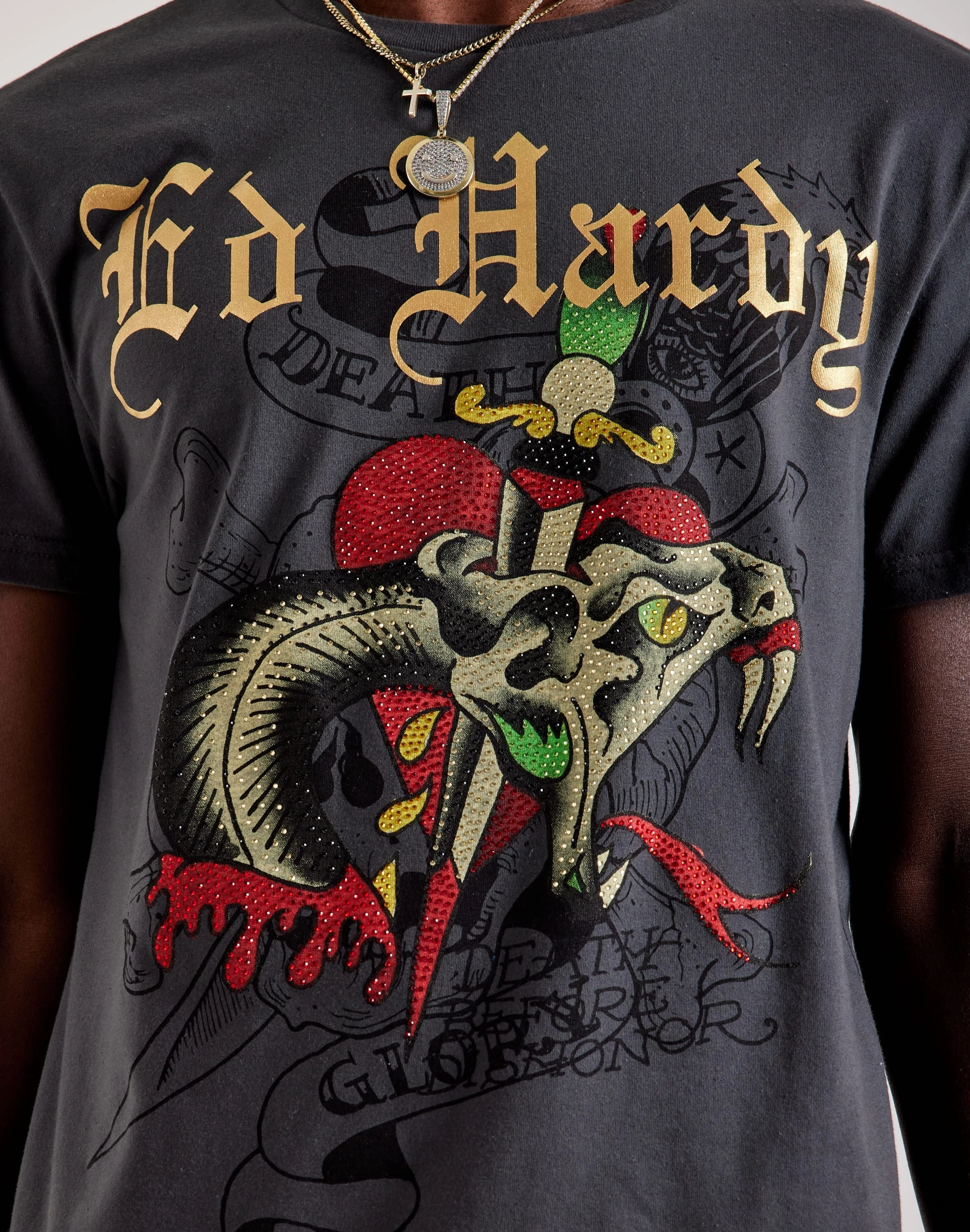 Sustainable fashion Ed Hardy Dagger Snake Rhinestone Tee