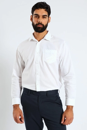 Textured Ditsy Two-Tone  Shirt - Navy/White Activewear gear Fashion history