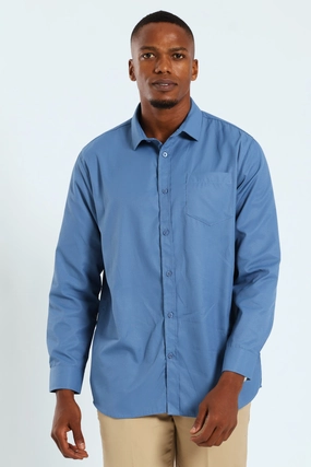 Textured Long Sleeve Shirt - Smokey Blue Nylon - included fashion Wardrobe staples