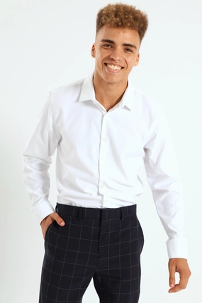 Textured Long Sleeve Shirt - White Fashion forecasting Clothing types
