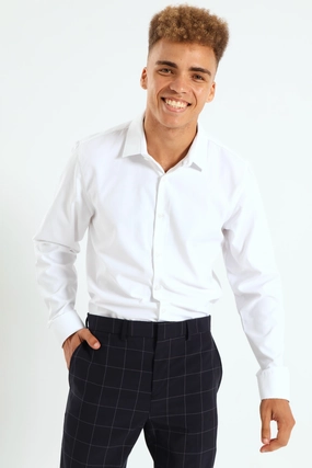 Textured Long Sleeve Shirt - White Fashion forecasting Clothing types