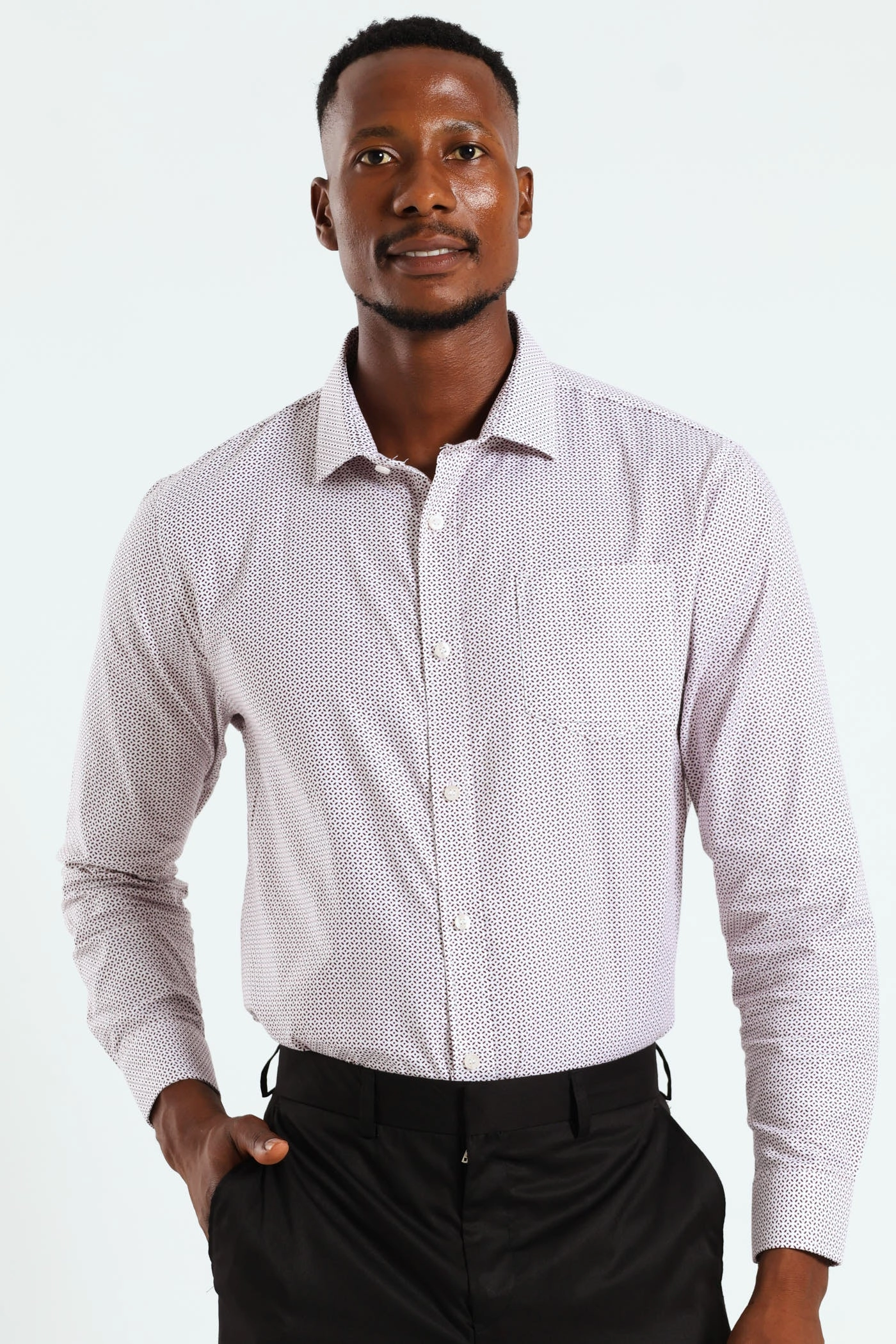 Textured Print Shirt - White/Red Popular fashion picks Activewear gear